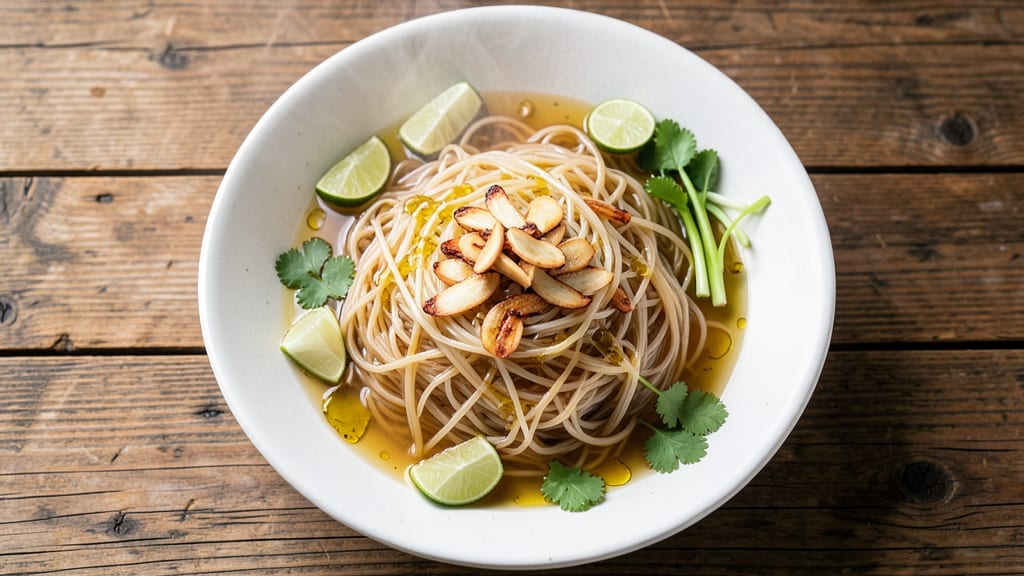 Bean Thread Noodles Recipe Vegetarian: Silky Glass Noodles With Zesty Lime and Garlic Kiss