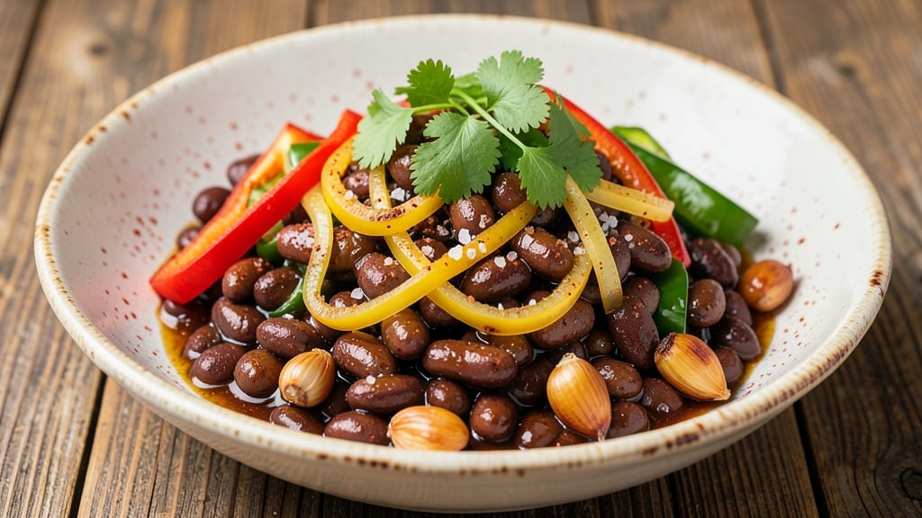 Black Bean Fiesta Recipe: Spiced Tortilla Crunch Over Creamy Cumin-Lime Filling