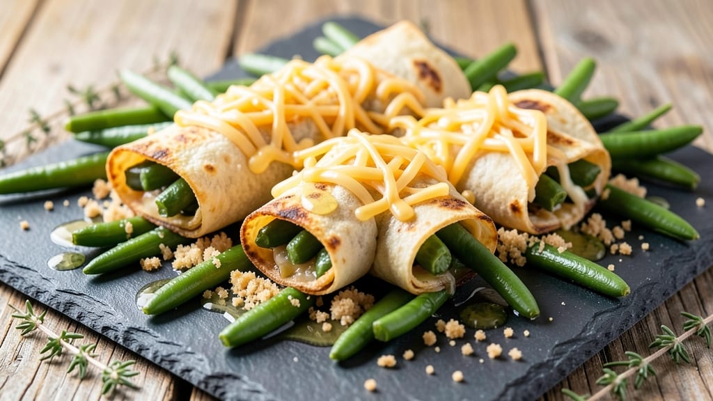 Best Green Bean Bundles Recipe Ever: Crispy Tortilla Crowns Over Melty Cheese Rivers