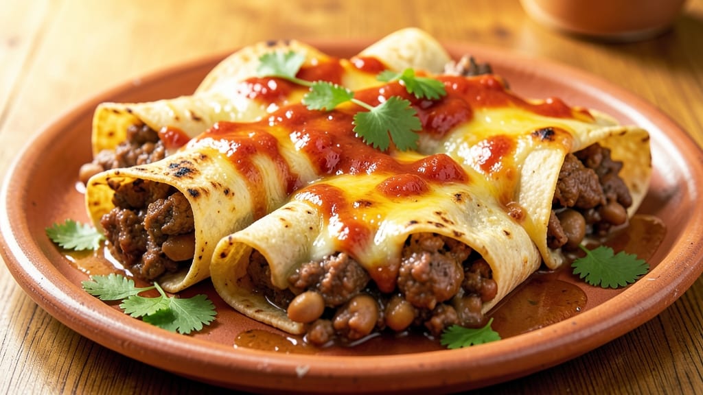 Beef Bean and Cheese Enchilada Recipe: Smoky Tortilla Crunch With Melty Cheese Rivers