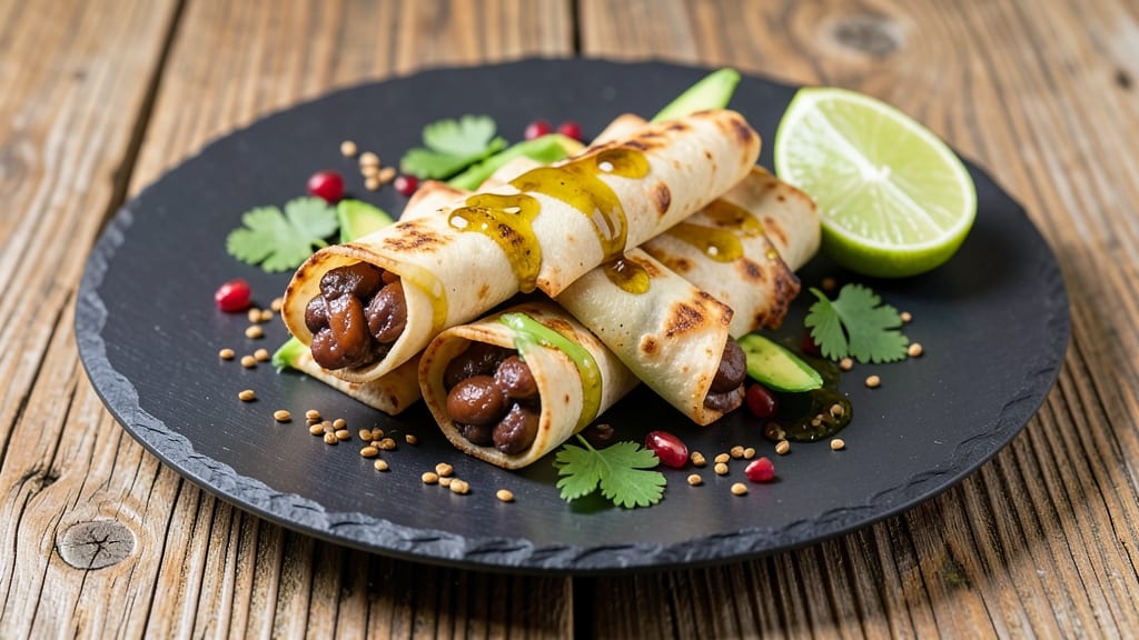 Black Bean Roll-Ups Recipe: Crispy Tortilla Wraps Filled With Zesty Lime & Cumin