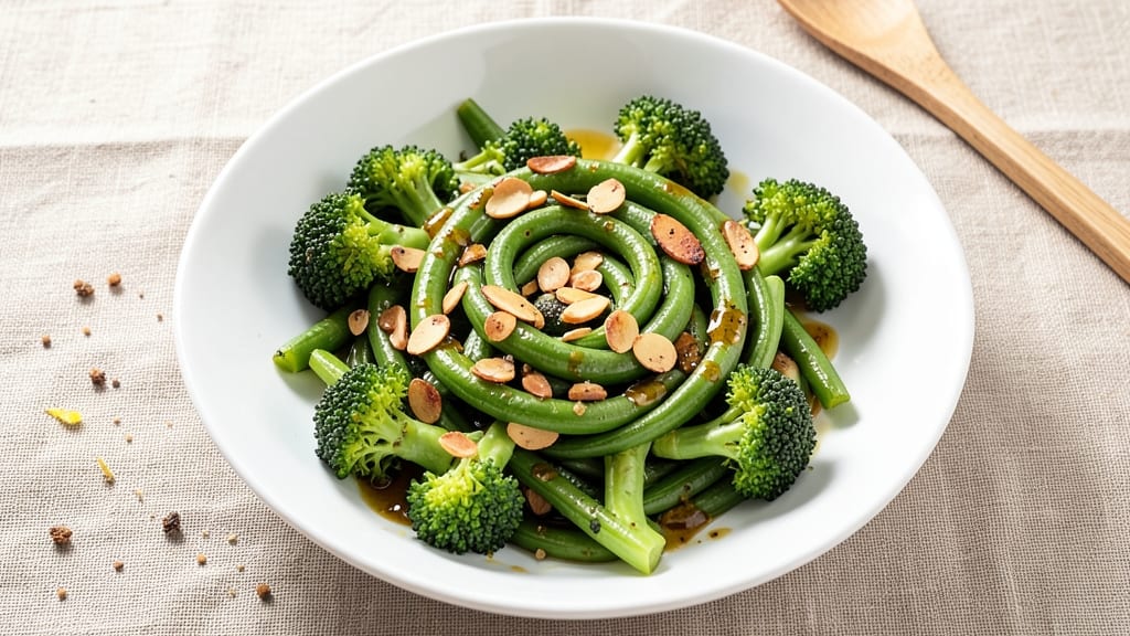Broccoli and Green Bean Salad Recipe: Crunchy Almond-Topped Freshness