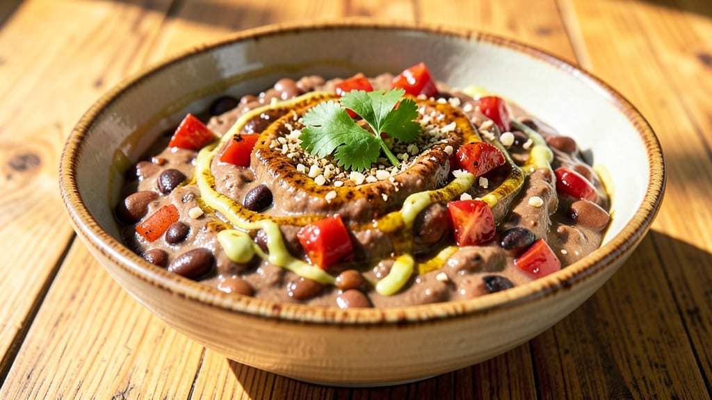 Awesome Bean Dip Recipe: Crunchy Tortilla Crowns Over Velvety Cumin Base