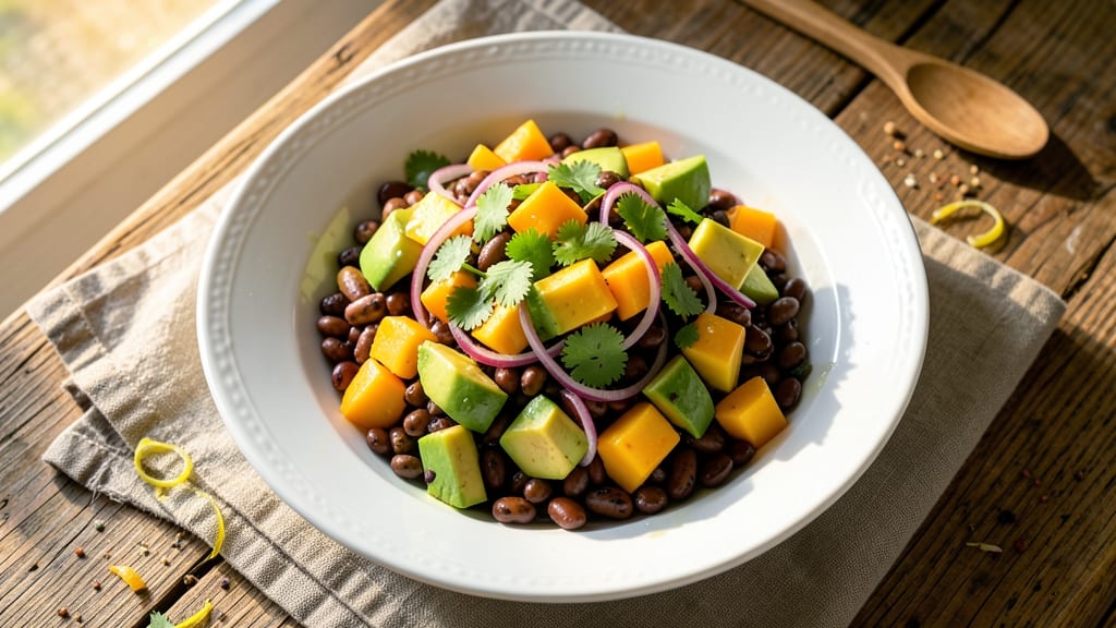 Black Bean, Avocado, and Mango Salad Recipe: Tropical Crunch With Creamy Lime Zing