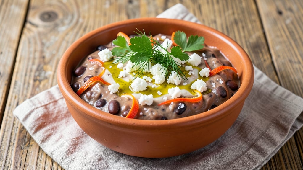 Black Bean and Feta Dip Recipe: Zesty Herb Crunch Over Creamy Base