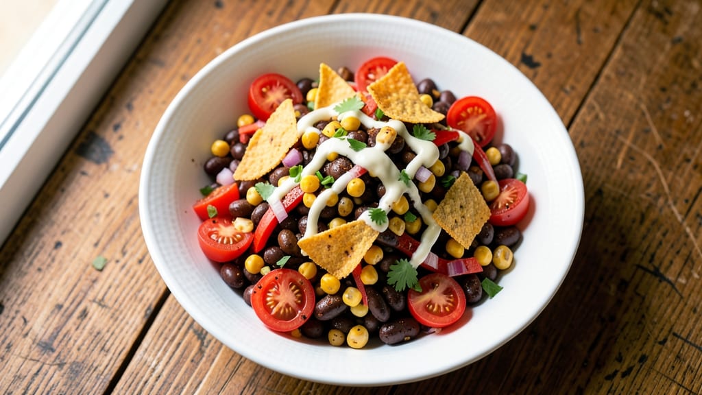 Black Bean Corn Salsa Salad Recipe: Crunchy Tortilla Topping Meets Zesty Lime Freshness