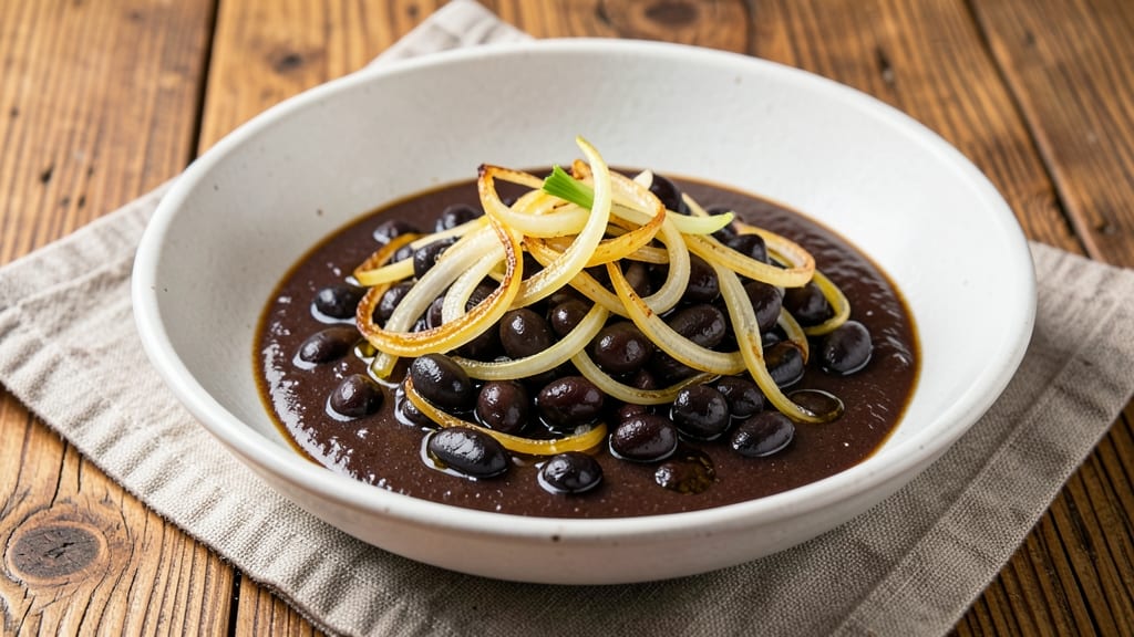 Black Bean and Miso Soup Recipe: Umami Depth With Crispy Onion Topping