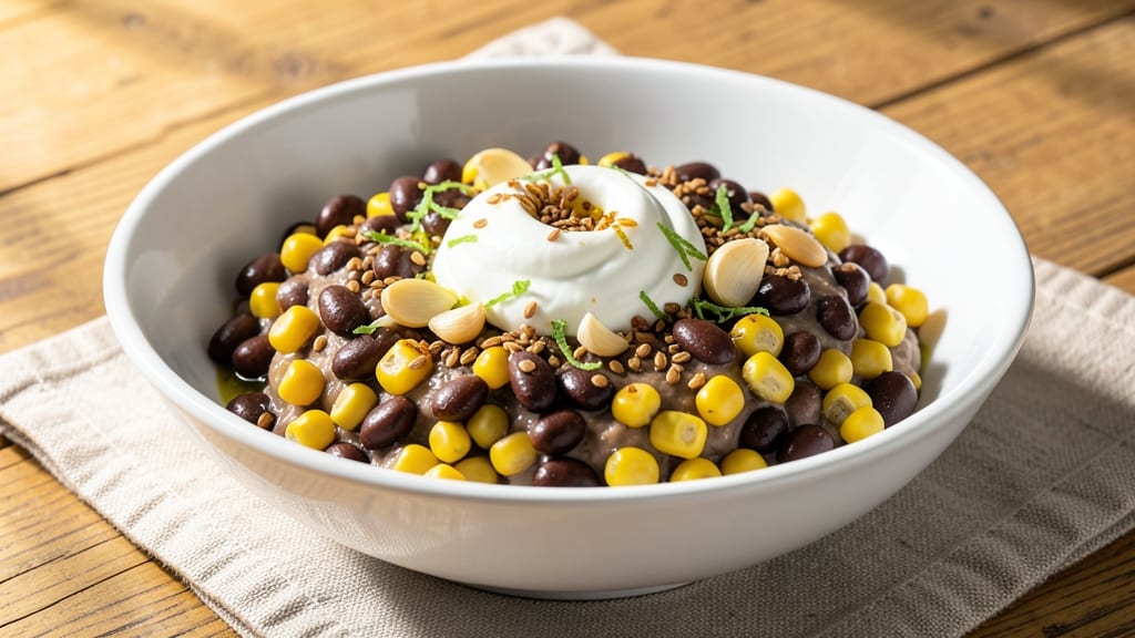 Black Bean and Shoepeg Corn Dip Recipe: Crunchy Tortilla Crowns Over Smoky Cumin Cream