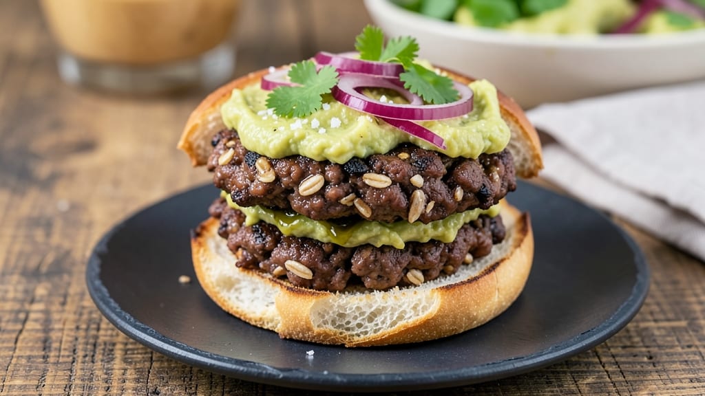 Black Bean Burgers With Oats Recipe: Crunchy Tortilla Crowns Over Creamy Cumin Base