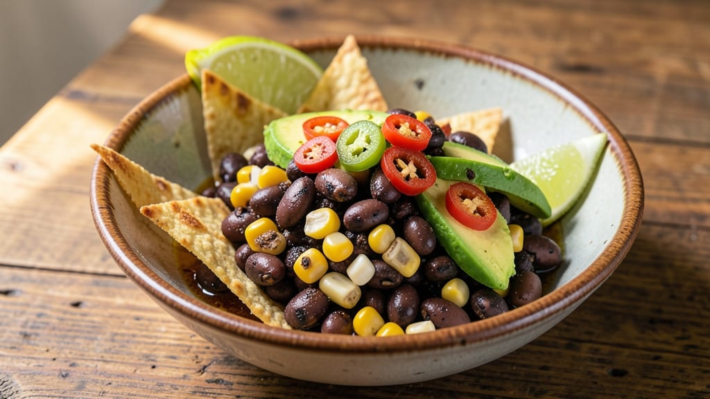 Black Bean Corn Pico Recipe: Charred Tortilla Crunch Over Zesty Lime Cream